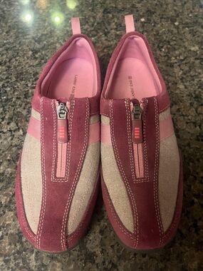 Lands End Zipper Sneakers in Purple, Pink and Grey 7.5